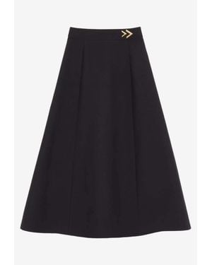 Valentino Vgold Crepe Couture Midi Skirt - Black