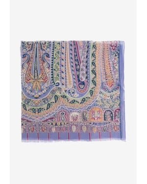 Etro Paisley Print Silk Scarf - Purple