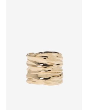 Ferragamo Plisse Wide Brass Ring - Natural