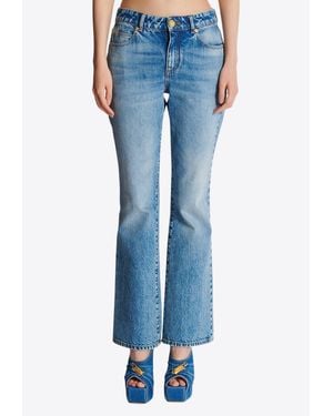 Balmain Washed-Out Flared Trousers - Blue