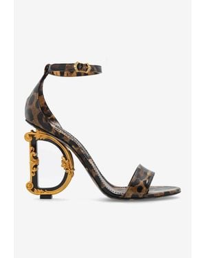 Dolce & Gabbana Dg Baroque 105 Leopard Print Sandals - Brown