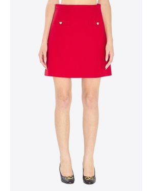 Valentino Wool And Silk Mini Skirt - Red