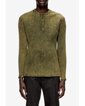 DIESEL T-Ally Ribbed Knit Long-Sleeved T-Shirt - Green