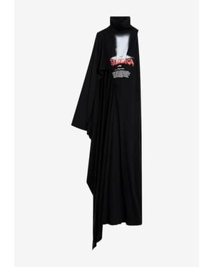 Balenciaga The Door One-Shoulder Maxi Dress - Black