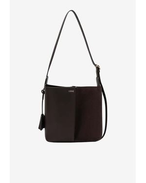 Loewe Bilbao Calfskin Suede Bucket Bag - Black