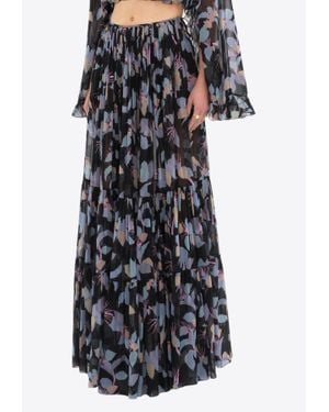 【CHLOE】BLACK MULTICOLOR SILK SKIRT Chloé Sheer Silk Georgette Maxi Skirt in Black | Lyst