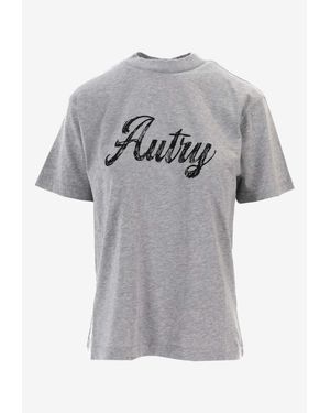 Autry Logo Script Print T-Shirt - Gray
