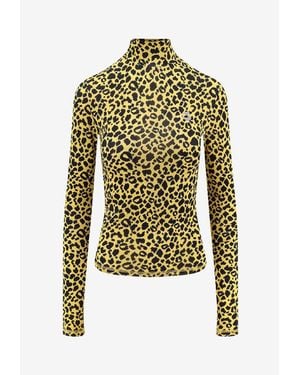 Coperni Leopard Print High-Neck Top - Green