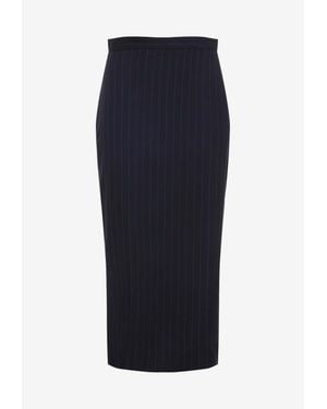 Givenchy Pinstriped Wool Midi Skirt - Blue