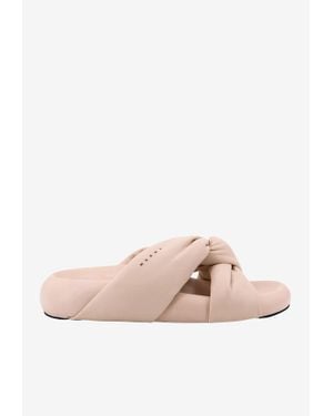 Marni Twisted-Bands Padded Leather Sandals - Pink