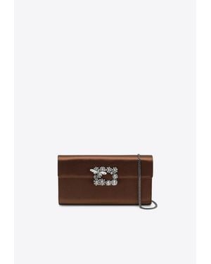 Roger Vivier Efflorescence Satin Clutch - White