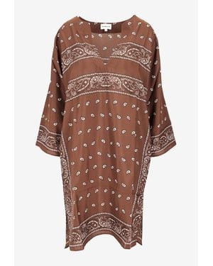 P.A.R.O.S.H. Bandana Print V-Neck Dress - Brown