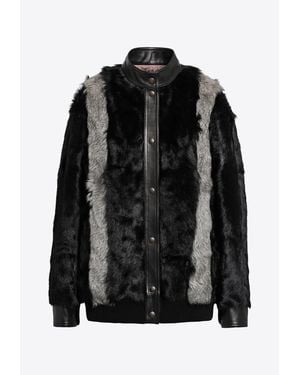 Valentino Shearling Leather Jacket - Black
