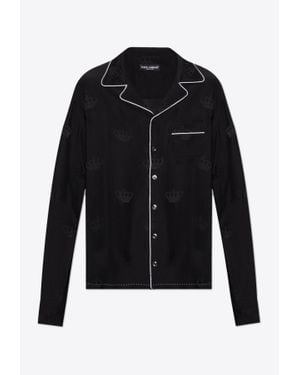 Dolce & Gabbana Contrast-Stitch Silk Pyjama Shirt - Black