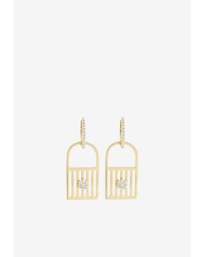 Djihan Unlock My Heart Diamond Paved Earrings - White