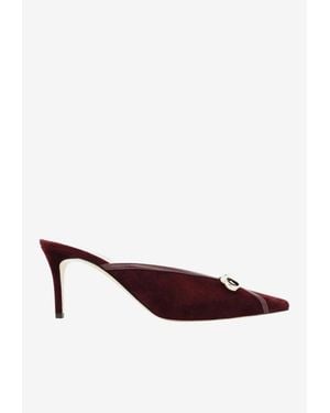 Andrea Wazen Bowie 75 Suede Mules - Red