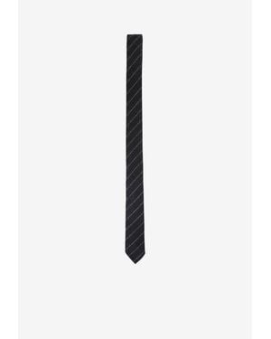 Thom Browne Diagonal Stripe Classic Wool Tie - White