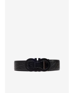 Ferragamo Gancini Reversible Leather Belt - White
