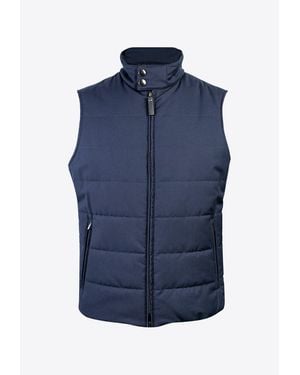 Canali Quilted Zip-Up Vest - Blue