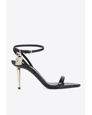 Tom Ford Padlock 90 Python Print Leather Sandals - White