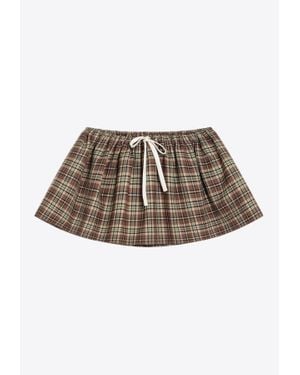 Miu Miu Check Pattern Wool Mini Skirt - Multicolour