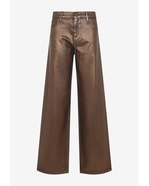 Ralph Lauren Metallic Coated Denim Pants - Brown