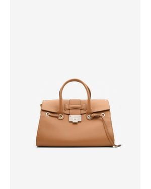 Jimmy Choo Rosalie Grained Leather Tote Bag - White