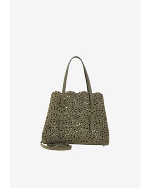 Alaïa Mina 25 Nubuck Leather Tote Bag - Green