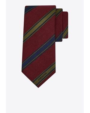 Ferragamo Regimental Silk Jacquard Tie - Red