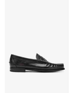 Prada Aged Leather Loafers - Black