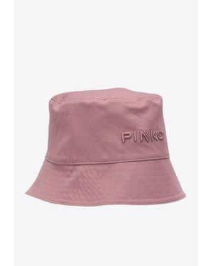 Pinko Logo-Embroidered Bucket Hat - Pink