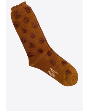 Antipast Pom Pom Knitted Socks - Brown