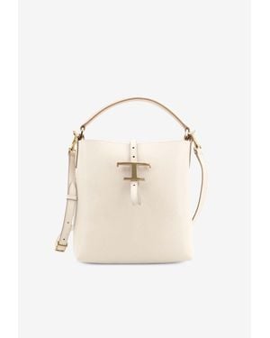 Tod's T Timeless Leather Shoulder Bag - Natural