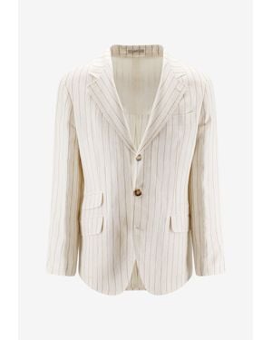 Brunello Cucinelli Pinstripe Single-Breasted Blazer - White