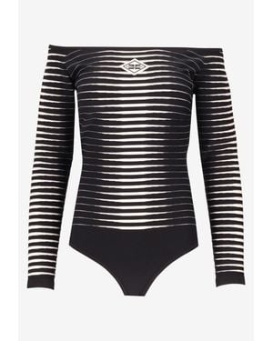 Elisabetta Franchi Jacquard Zebra Knit Bodysuit - Black