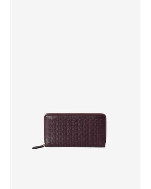 Serapian Mosaico Leather Zip-Around Wallet - White