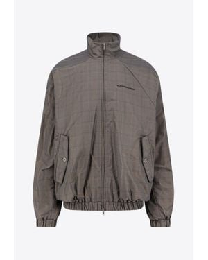Balenciaga Madras Check Zip-Up Jacket - Brown