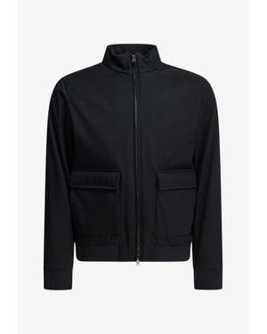 Herno 3 Layers Wool Storm Bomber Jacket - Black