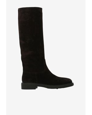 Gianvito Rossi Ascott Tubular Suede Knee-High Boots - Black