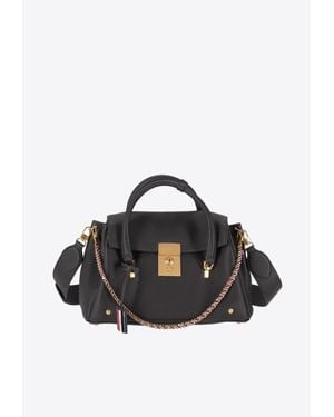 Thom Browne Bolton Grained Leather Top Handle Bag - Black