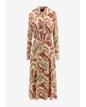 Etro Paisley Print Midi Shirt Dress - Natural