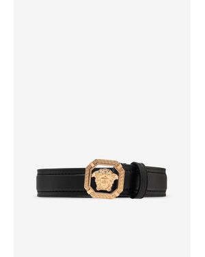 Versace La Medusa Leather Belt - White
