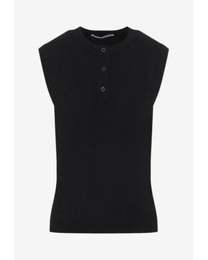 Studio Nicholson Aurel Half-Placket Wool Knit Jumper Vest - Black