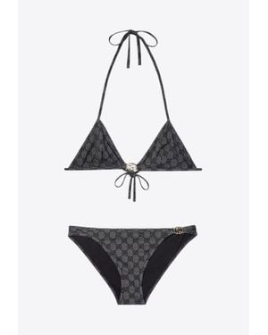 Gucci Gg Supreme Halterneck Bikini - White