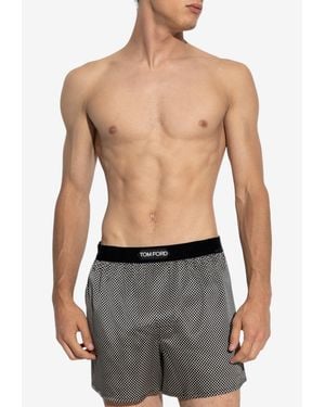 Tom Ford Polka Dots Silk Boxer Shorts - Blue