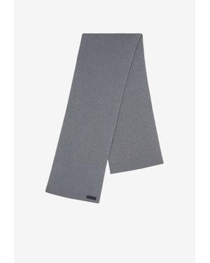 Versace Logo Tag Wool Knit Scarf - Grey