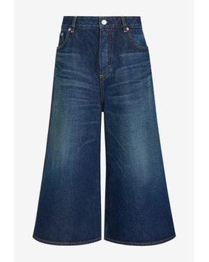 Alaïa Palazzo Denim Shorts - Blue
