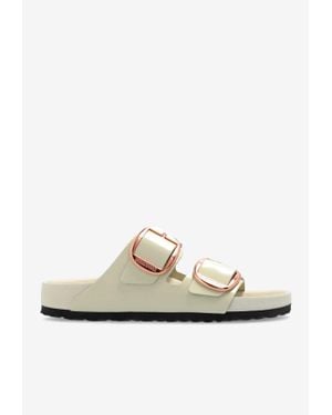 Birkenstock Arizona Lacquer Leather Slides - White