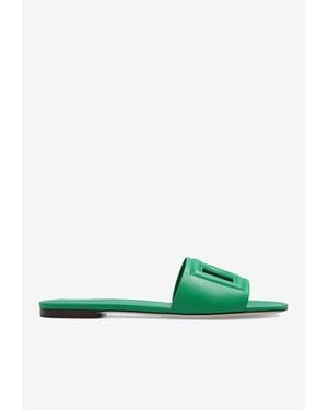Dolce & Gabbana Bianca Dg Logo Flat Sandals - Green