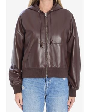 Loewe Flamenco Leather Zip-Up Jacket - Brown
